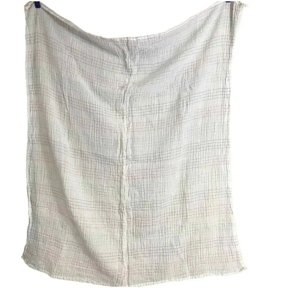 2 Aden + Anais Muslin Swaddle Baby Blankets Pink Aqua Green Gray Stripes Cotton